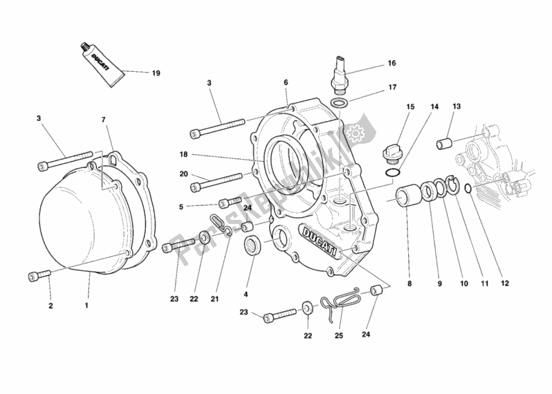 Alle onderdelen voor de Koppelingsdeksel van de Ducati Superbike 748 R Single-seat 2000